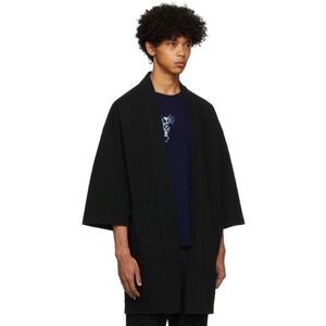 Blue Blue Japan Black Cotton Hanten Jacket Coat One Button Sz 2 Medium